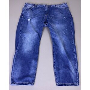 Kut from the Kloth Jeans Women's Plus 20W Blue Straight Leg  Distressed Mid Rise